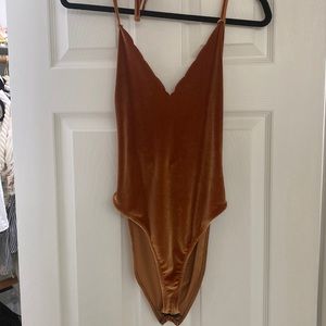 Halter velvet bodysuit